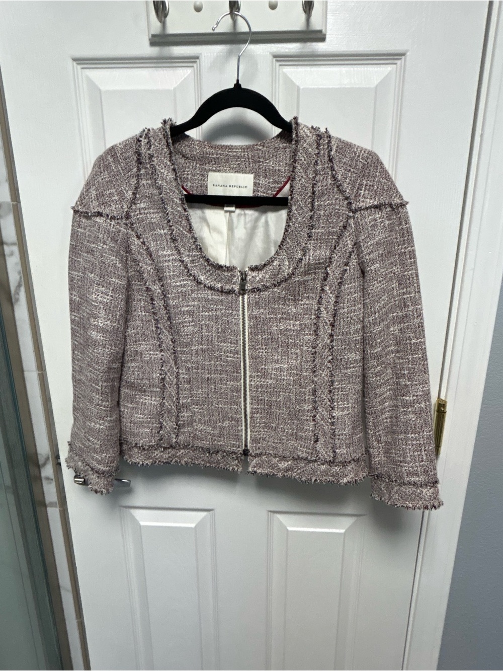 Banana Republic Lavender-Pink Tweed Zip Jacket